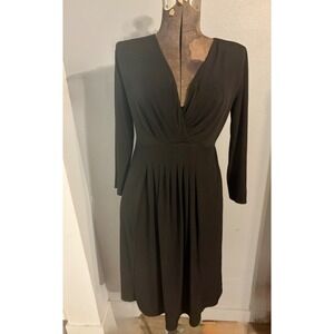 Motherhood Maternity Womens Black V-Neck Long Sleeve Midi Dress Size M